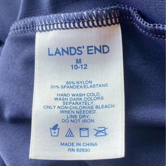 Lands End Navy Long Sleeve Dress w/ Scalloped Laser Cut Eyelet Hem - Size M NWOT - Picture 4 of 4